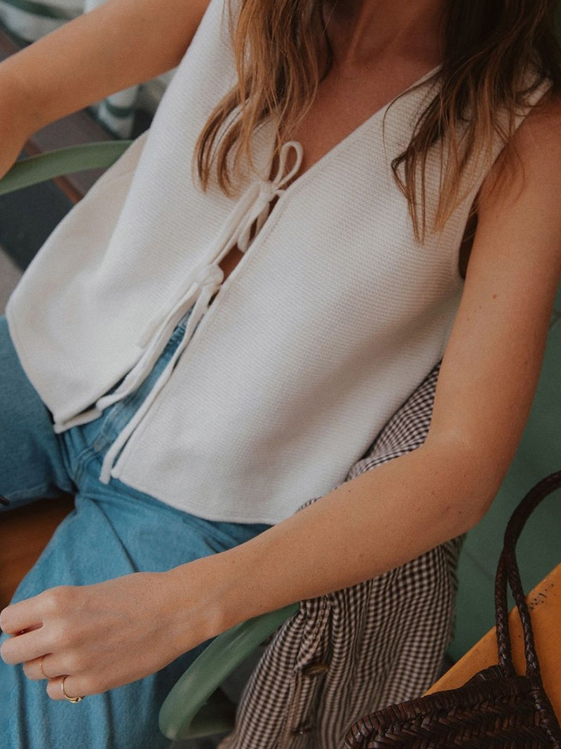 Striped Tie-Front Vest