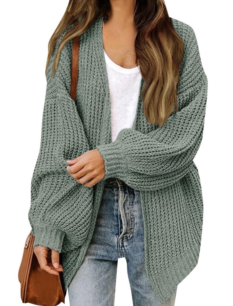 Lantern Sleeve Knit Cardigan