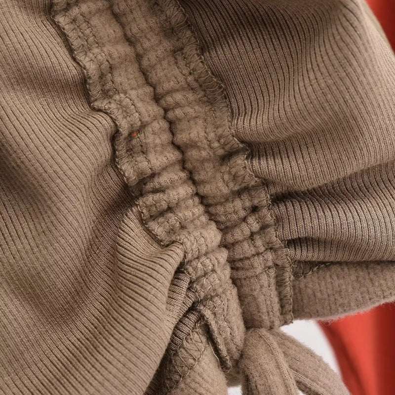 Colorblock Drawstring Long Sleeve Top