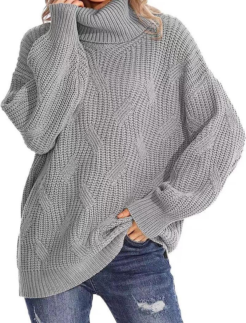 Oversized Turtleneck Knit Sweater