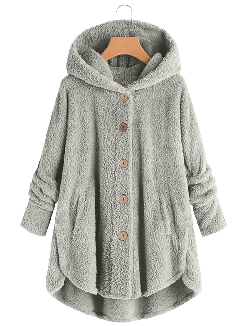 Button-Up Cozy Hooded Jacket
