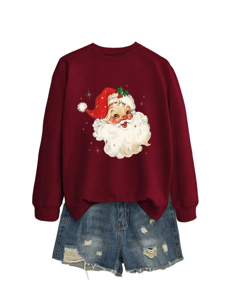 Vintage Santa Print Casual Top