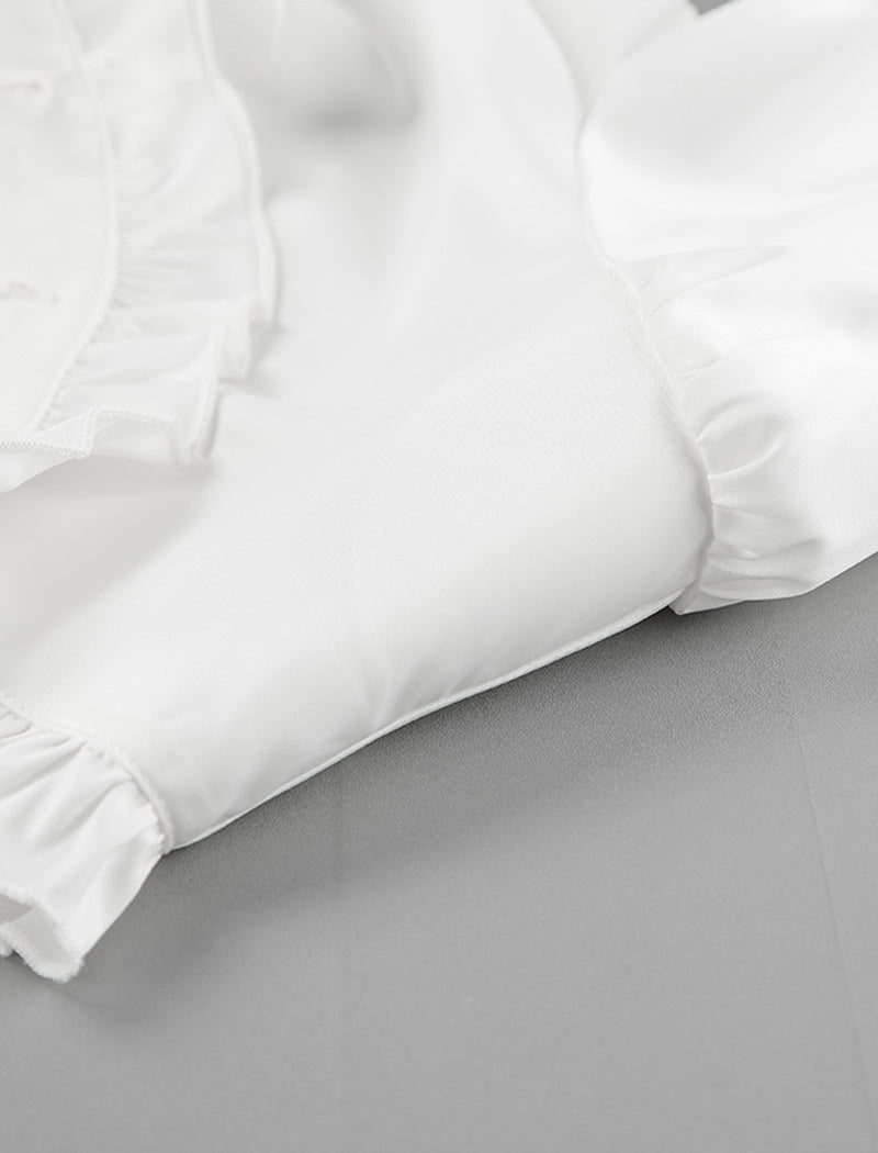 Ruffle Trim Long Sleeve Shirt