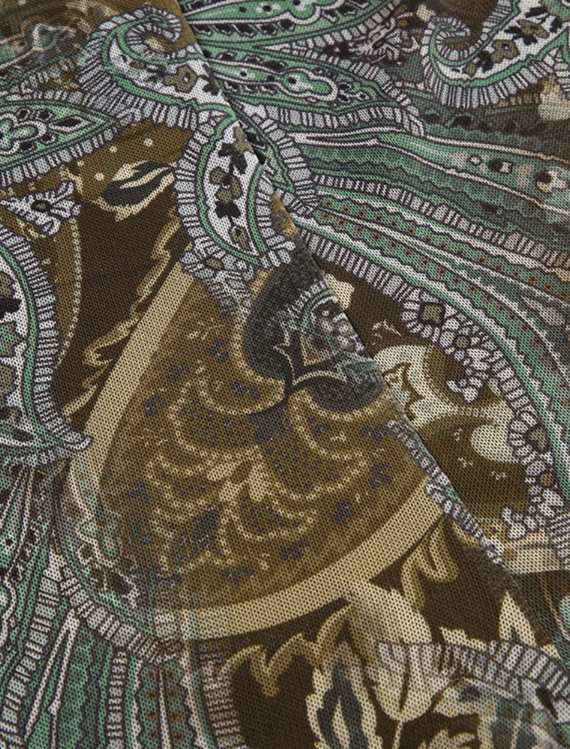 Asymmetrical Paisley Midi Skirt