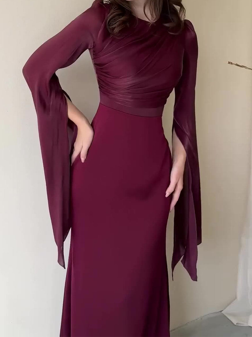 Draped Sleeves Bodycon Maxi Dress