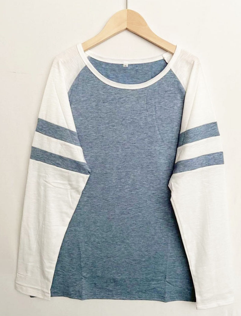 Striped Long Sleeve Baseball Tee