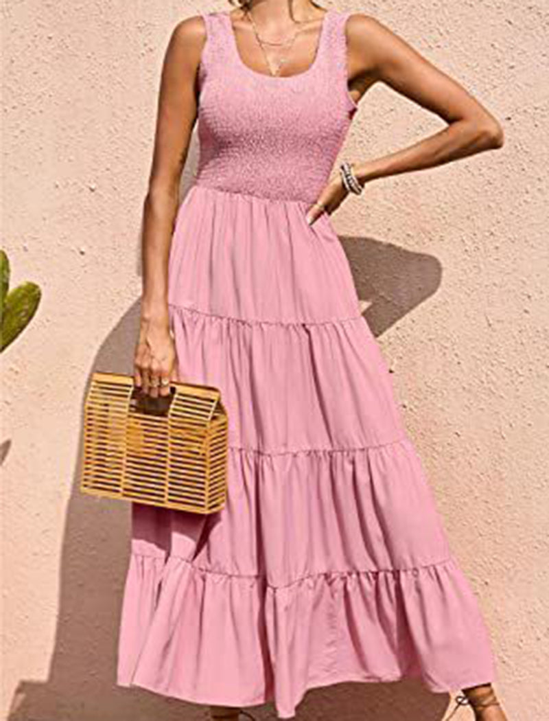 Sleeveless Crochet Tiered Maxi Dress