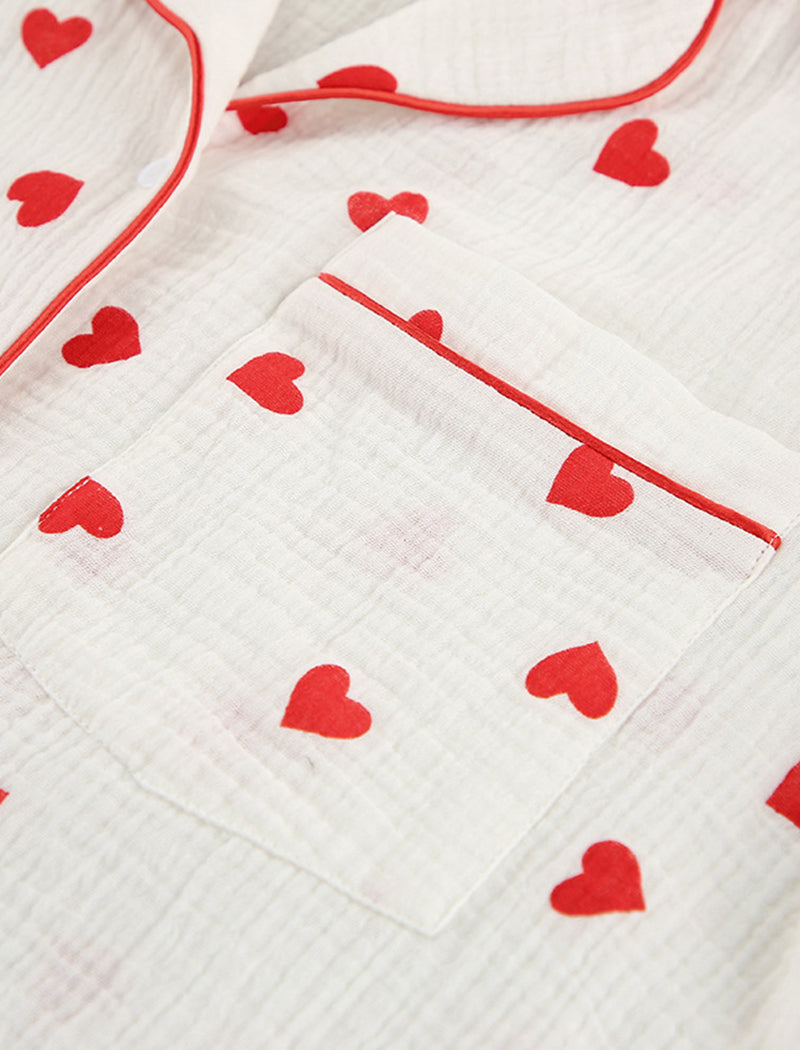 Heart Print Long Sleeve Three-Piece Set