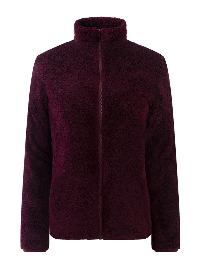 Fleece Zip-Up Jacket with Stand Collar