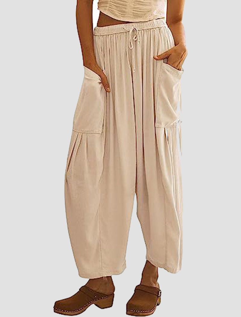 High-Rise Wide-Leg Drawstring Pants