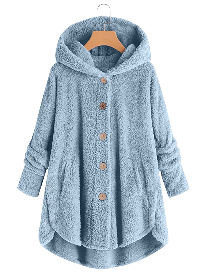 Button-Up Cozy Hooded Jacket