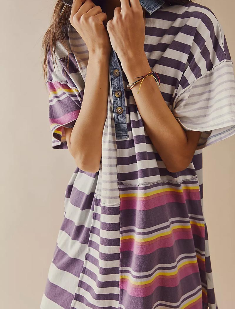 Striped Patchwork Oversized Mini Dress