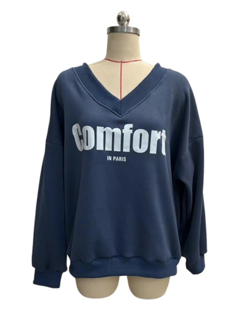 V-Neck Comfort Print Pullover