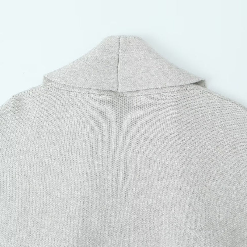 Collared Open-Front Knit Cardigan