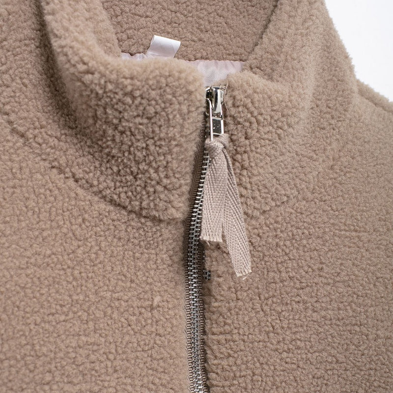 Zip-Up Teddy Jacket with Oversized Fit