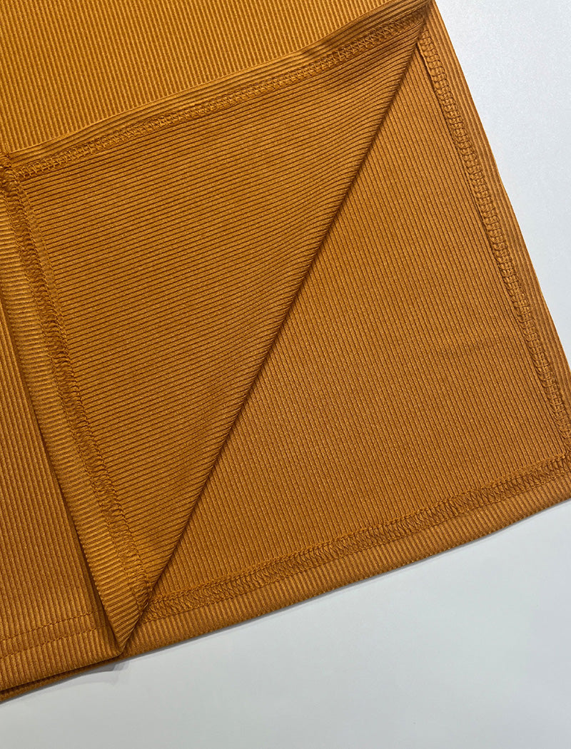 Solid Knit Crewneck Top and Slit Long Skirt Set