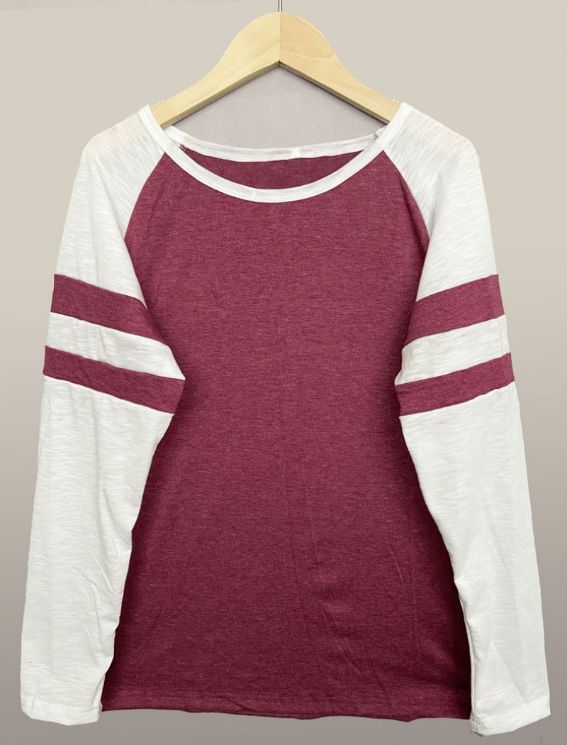 Striped Long Sleeve Baseball Tee