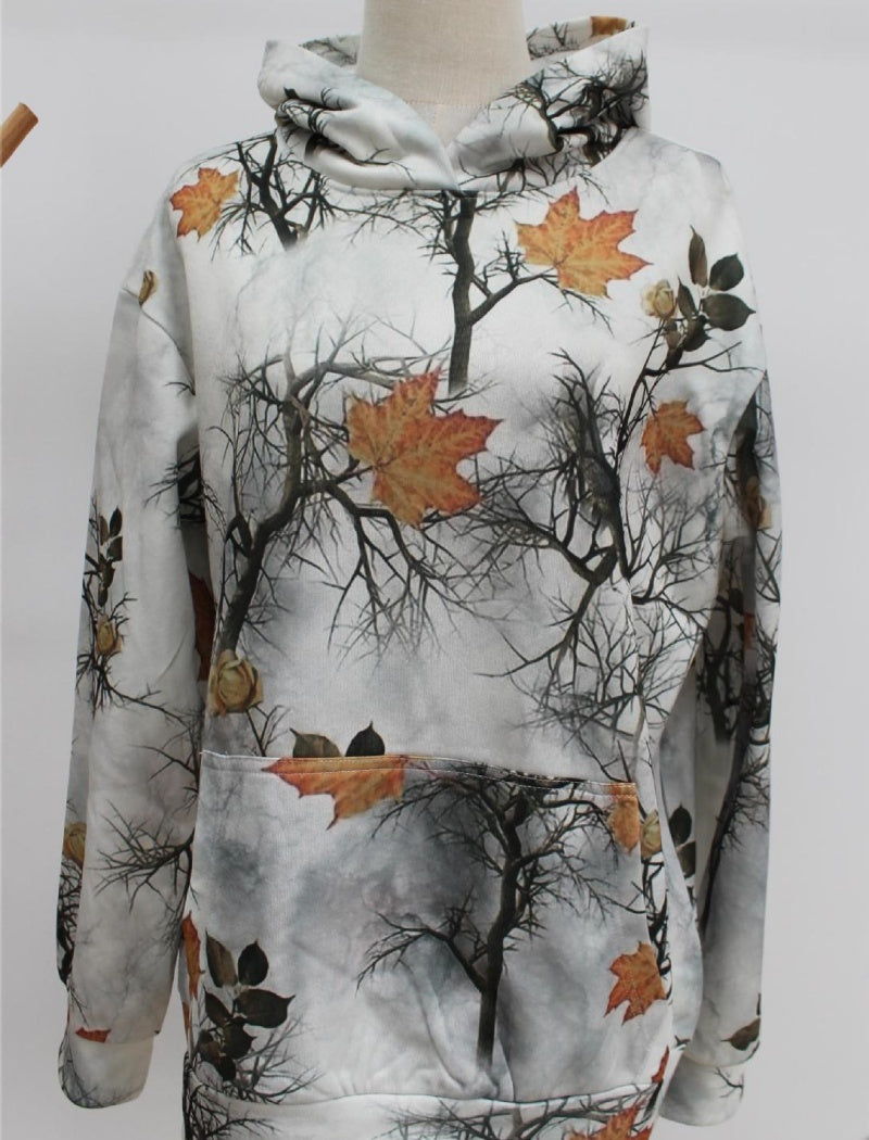 Oversized Camo Print Hoodie