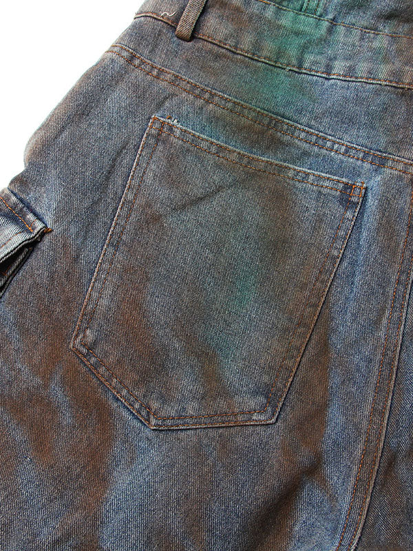 Strapless Distressed Utility Jumpsuit