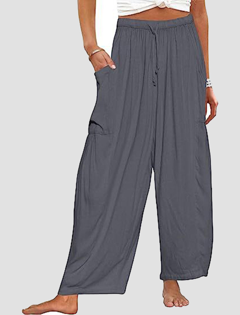 High-Rise Wide-Leg Drawstring Pants