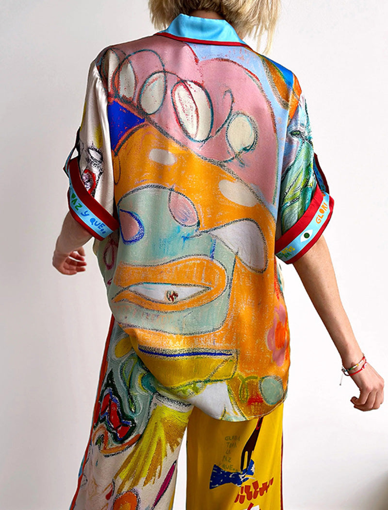 Colorful Print Shirt and Pants Set
