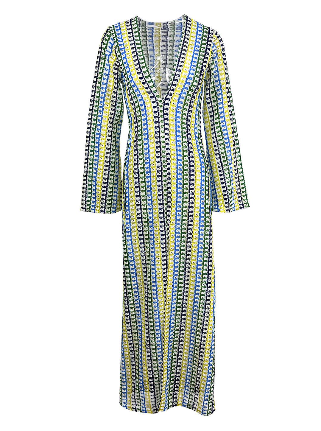 V-Neck Colorblock Maxi Dress