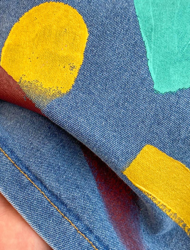 Painted Denim Jacket and Skirt Set