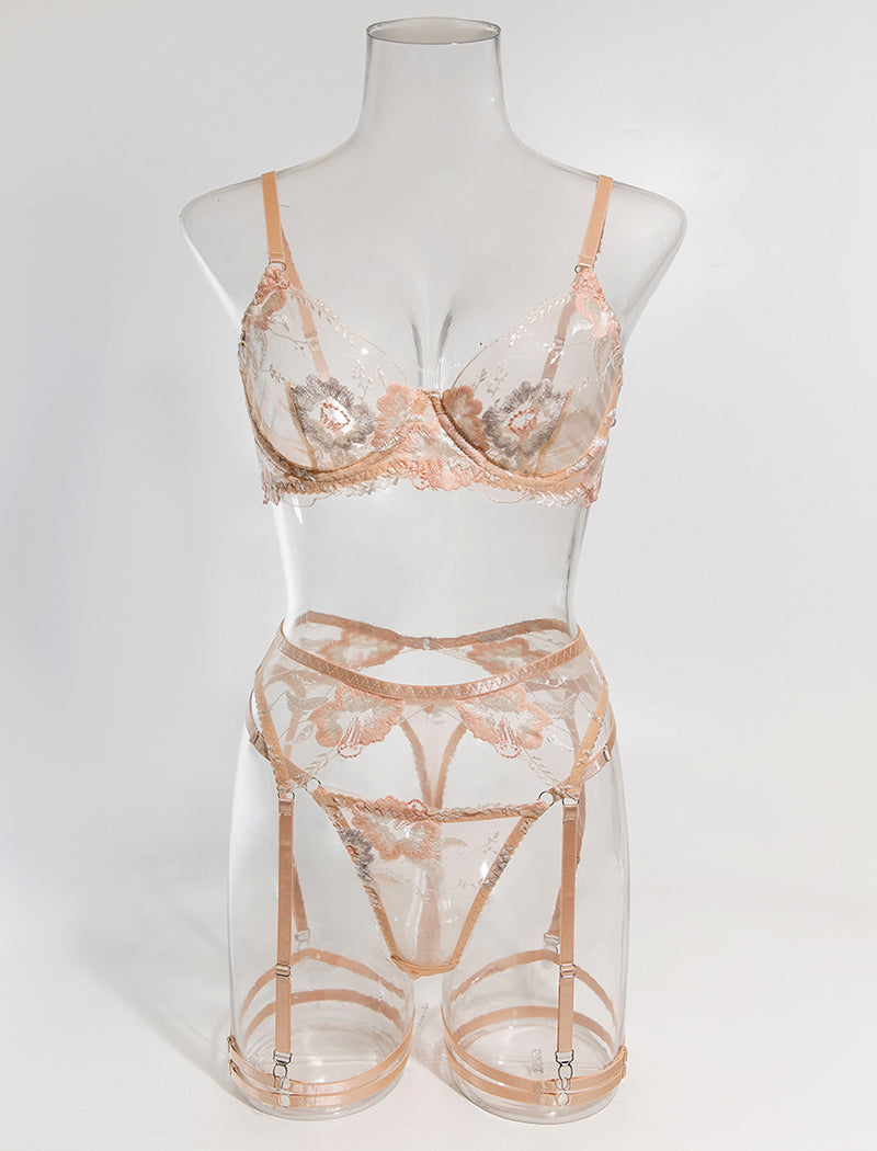 Mesh Shaping Bra & Panty 4 Pieces Set