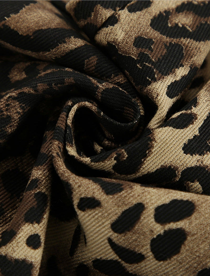 Leopard Print Wide-Leg Jeans