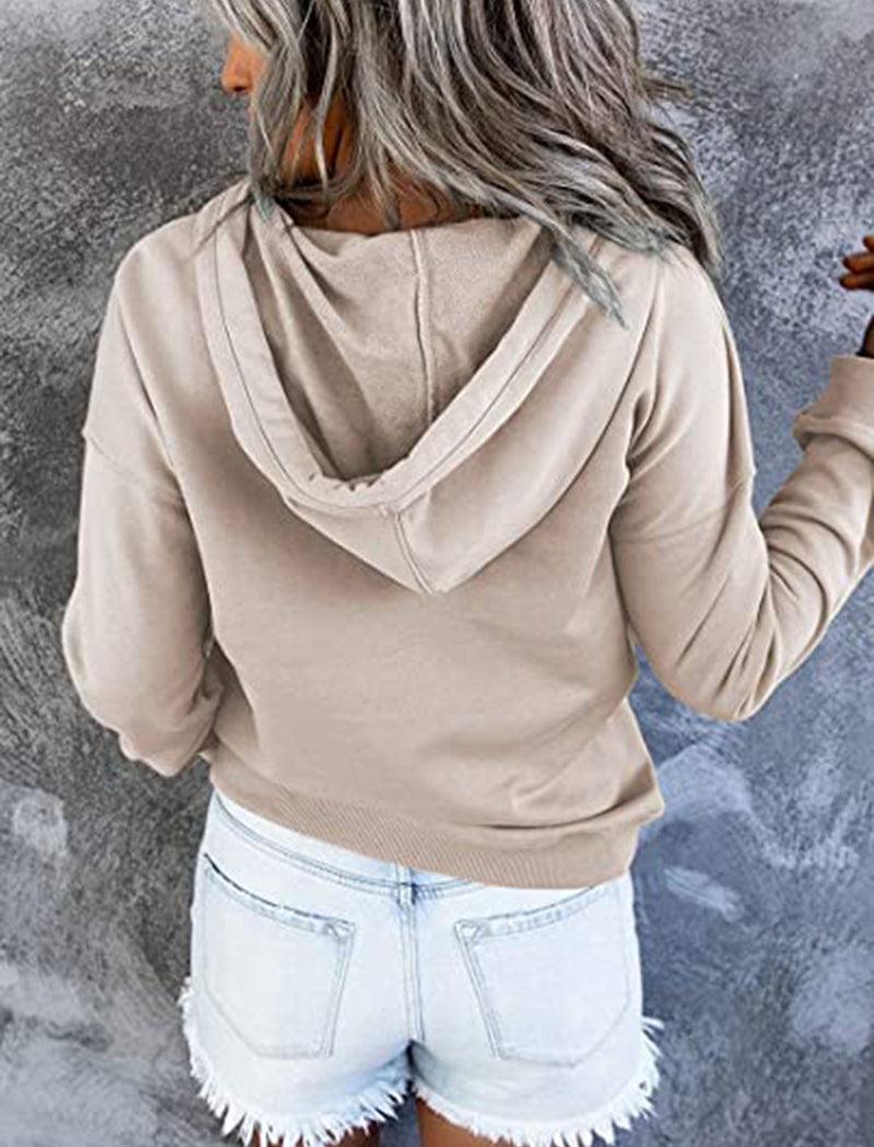 Solid Drawstring Hoodie