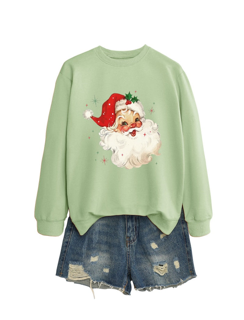 Vintage Santa Print Casual Top