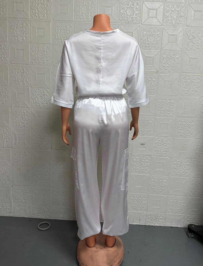 Satin Top and Cargo Pant Set