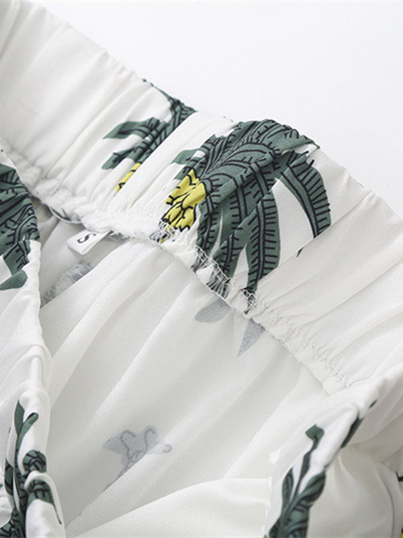 Palm Tree Print Vest and Pants Set