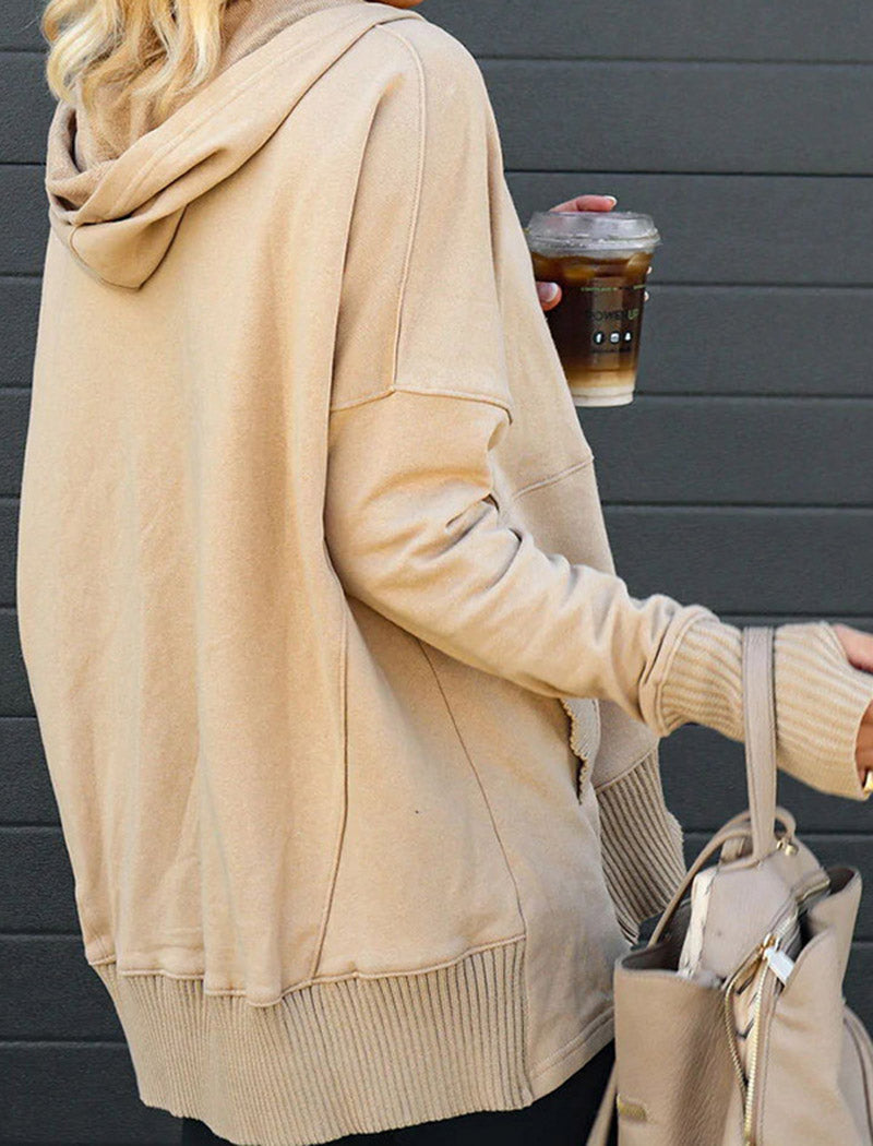 Hooded Buttoned Knit Top