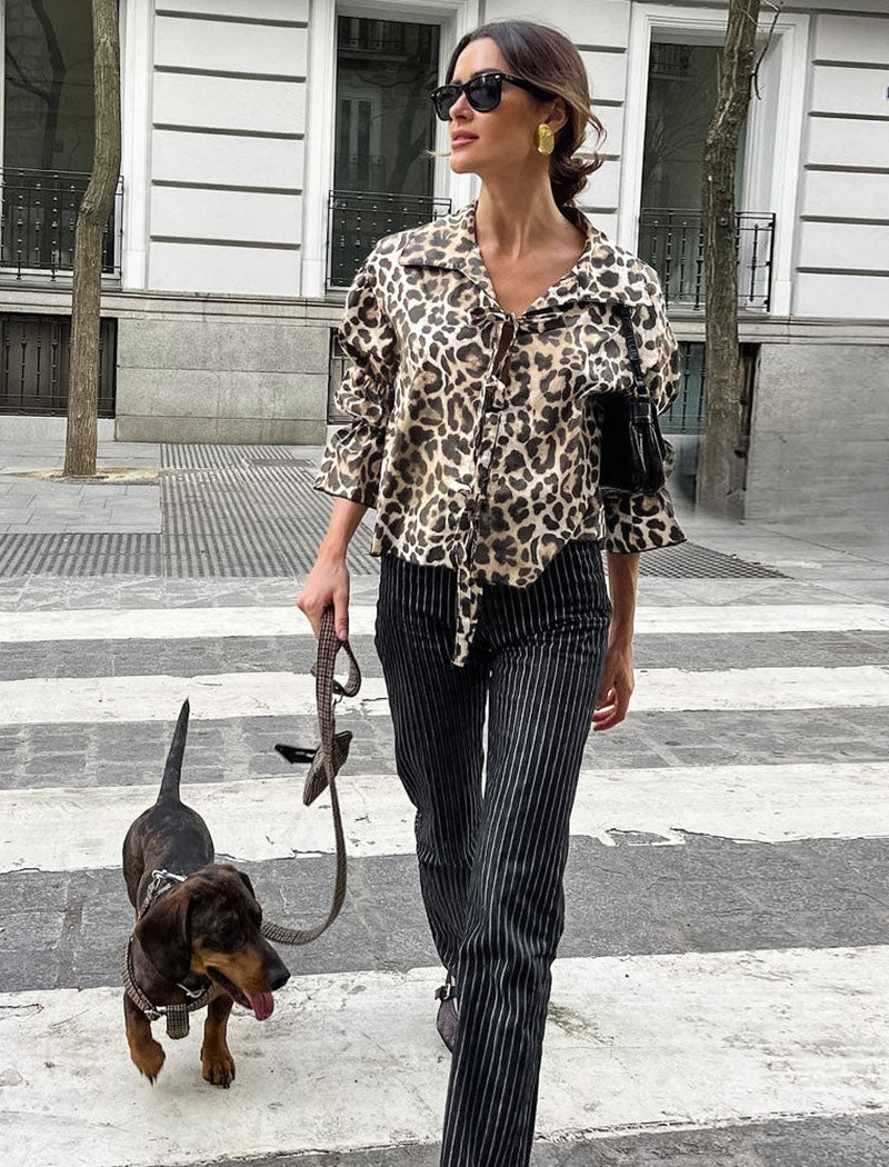 Puff Sleeve Leopard Print Top