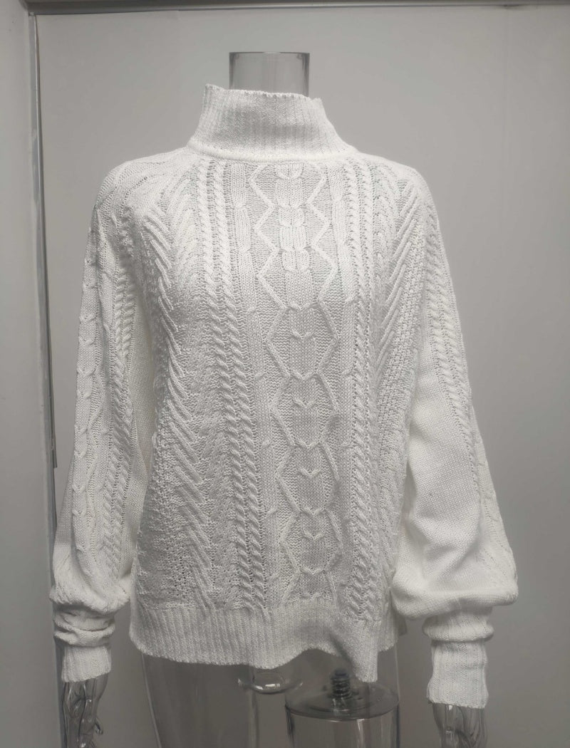 Cable Knit Balloon Sleeve Pullover