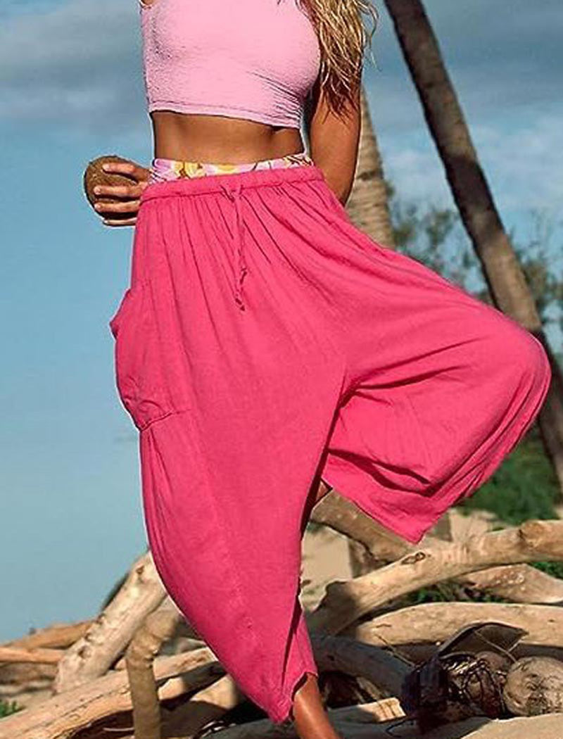 Drawstring Wide-Leg Cargo Pants