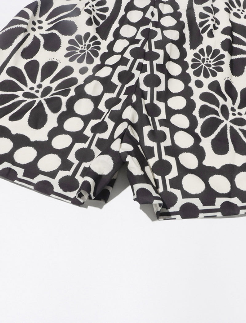 Floral Print Romper with Waist Tie