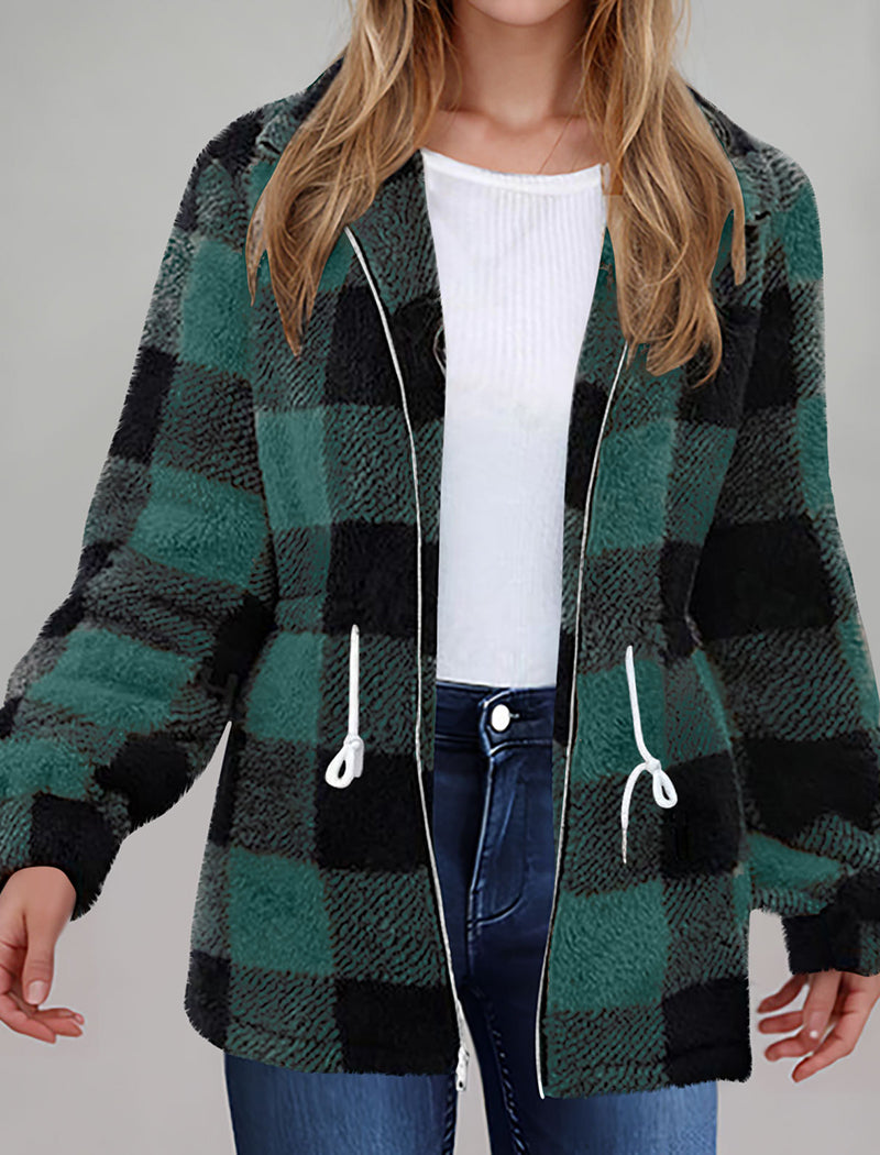Plaid Pattern Zipper Jacket