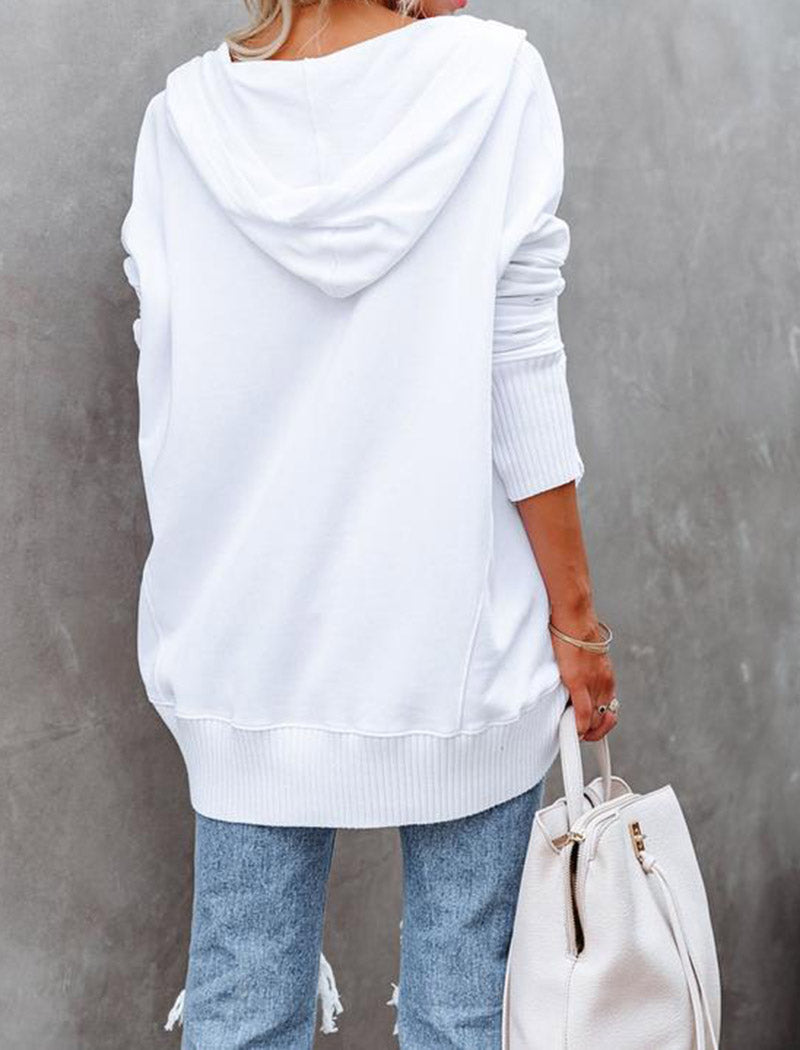 Hooded Buttoned Knit Top