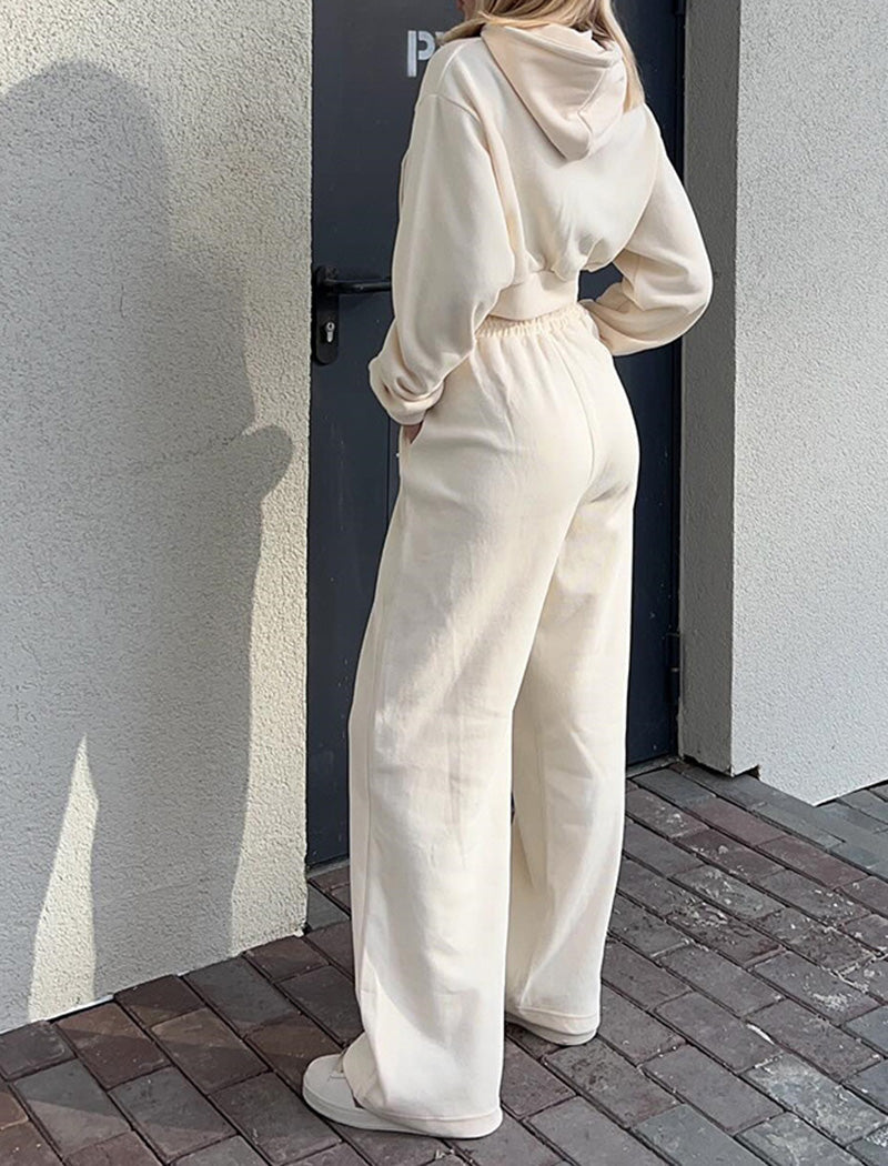 Cropped Zip-Up Hoodie and Joggers Set