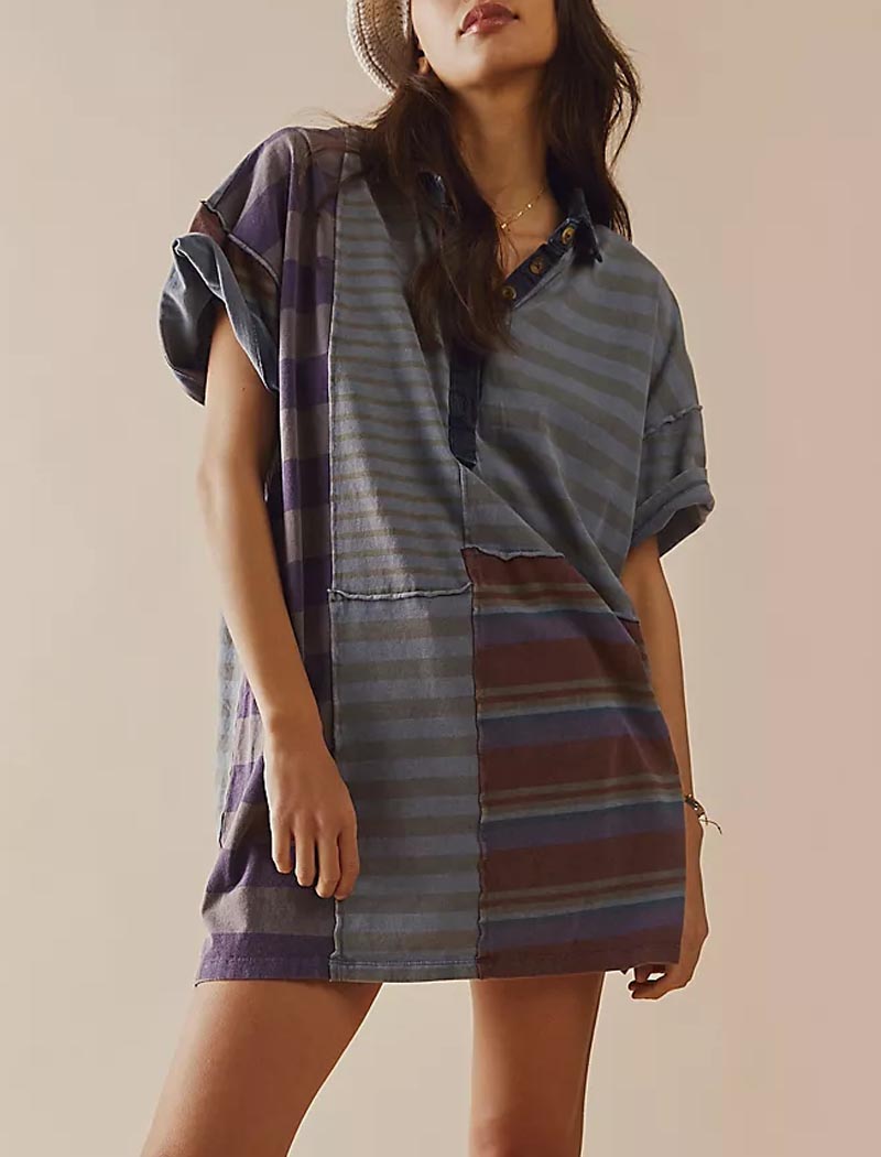Striped Patchwork Oversized Mini Dress