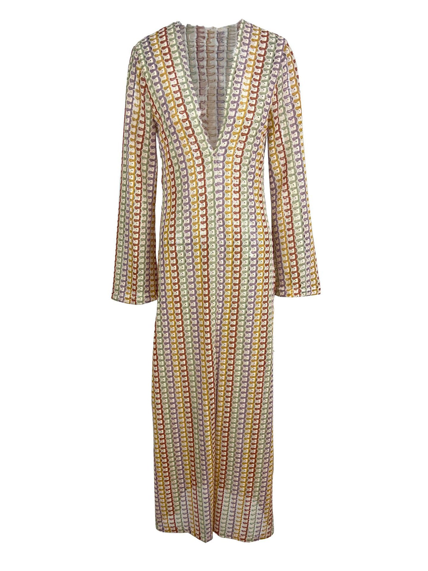 V-Neck Colorblock Maxi Dress