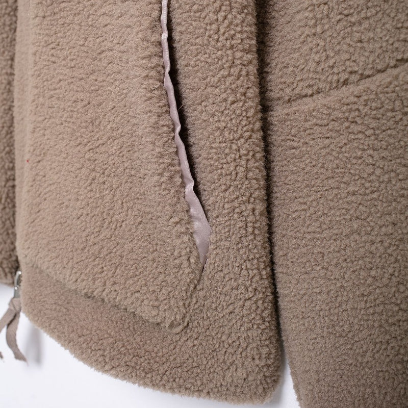 Zip-Up Teddy Jacket with Oversized Fit