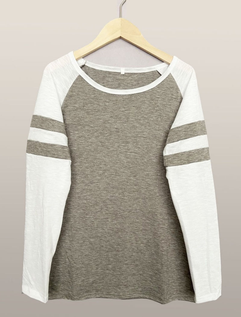 Striped Long Sleeve Baseball Tee