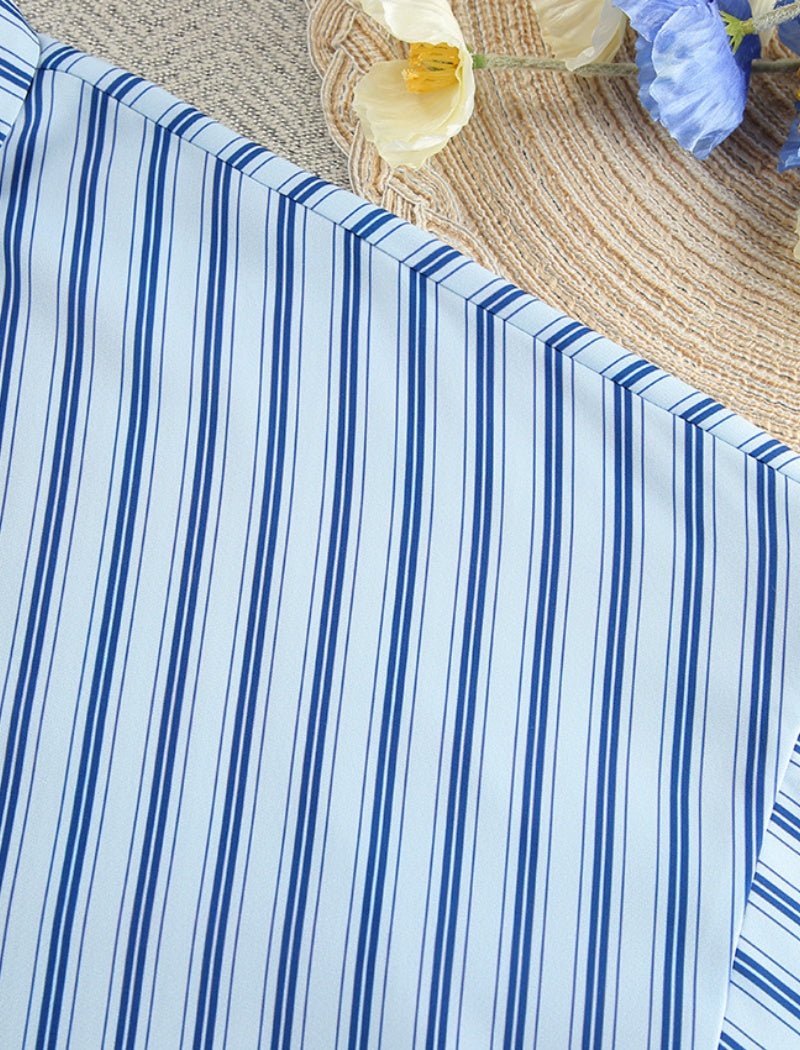 Striped Lounge Set with Wide-Leg Pants