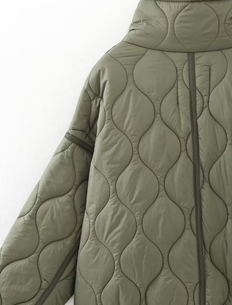Quilted High-Collar Oversized Jacket