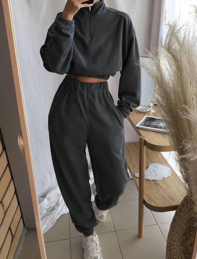Fleece Zip-Up Lounge Set