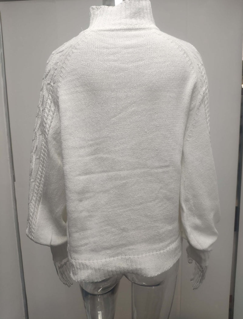 Cable Knit Balloon Sleeve Pullover