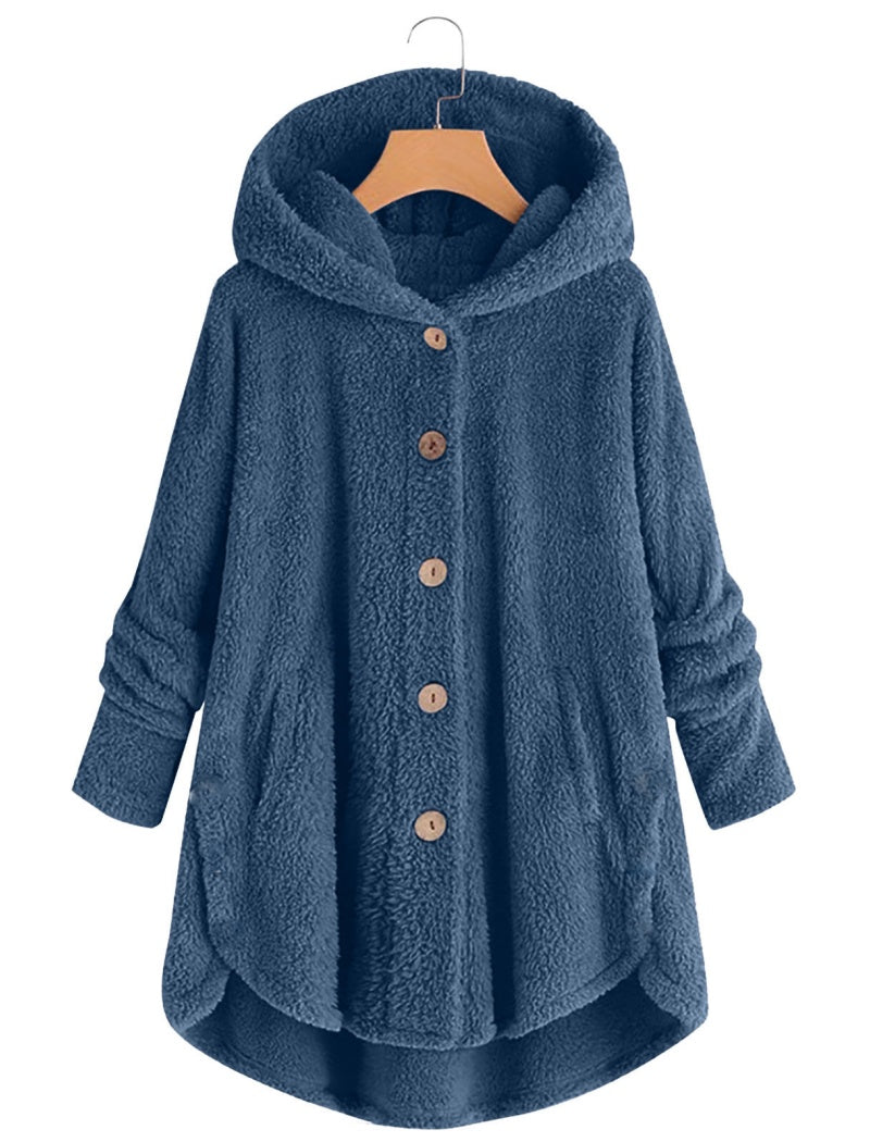 Button-Up Cozy Hooded Jacket